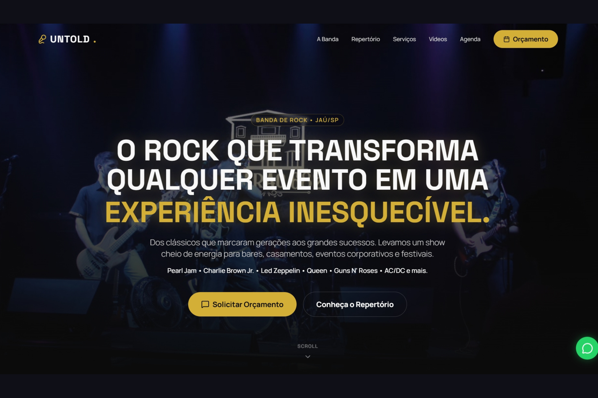 Preview do site Banda Untold